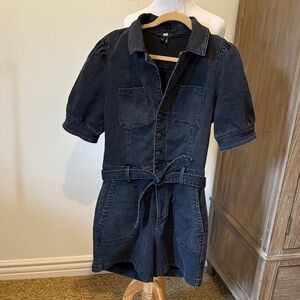 PAIGE Black/Grey Denim Romper